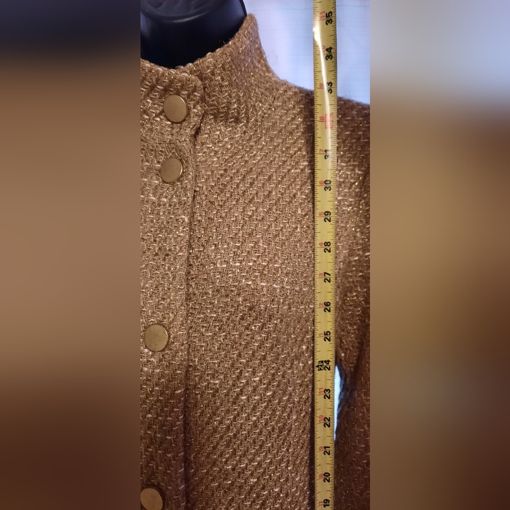 Banana Republic Women's Gold Textured Teddy Coat - Picture 5 of 13
